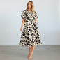 Polka Dot Puff Sleeve Midi Dress