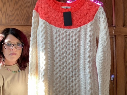 orange/cream Boden sweater, 4