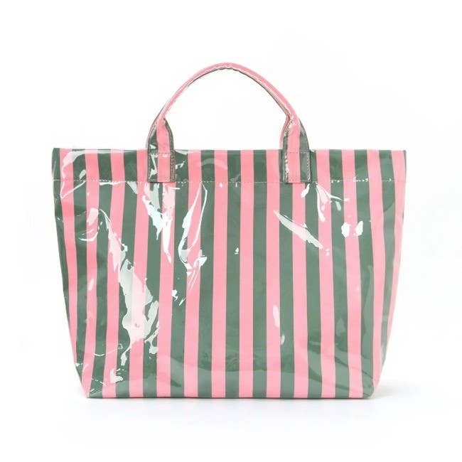 Large Striped Vinyl Tote Bags | 40P595