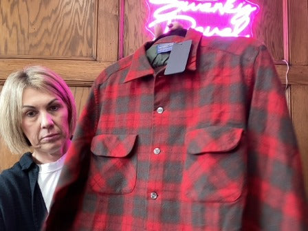 Red/Brown Pendleton Women-Tops, Large