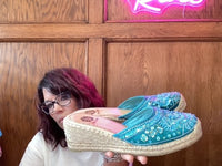 turquoise Yellow Box wedge, 6.5