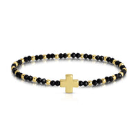Assorted 4mm Crystal Stretch Bracelets with Single Cross