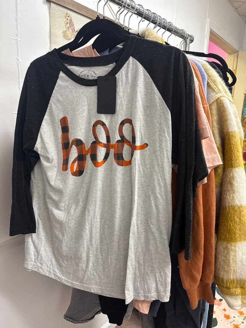 Black/Orange Boo Women-Tops, Large