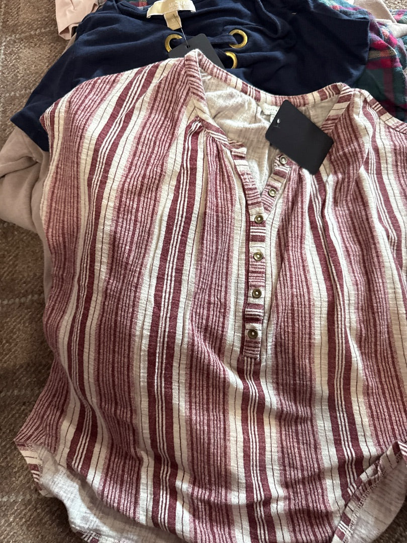 Maroon/White Lucky Brand Women-Tops, Small