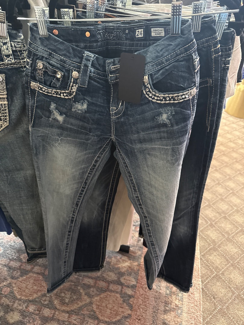 Denim Diamond Pocket Miss Me Women-Bottoms, 24