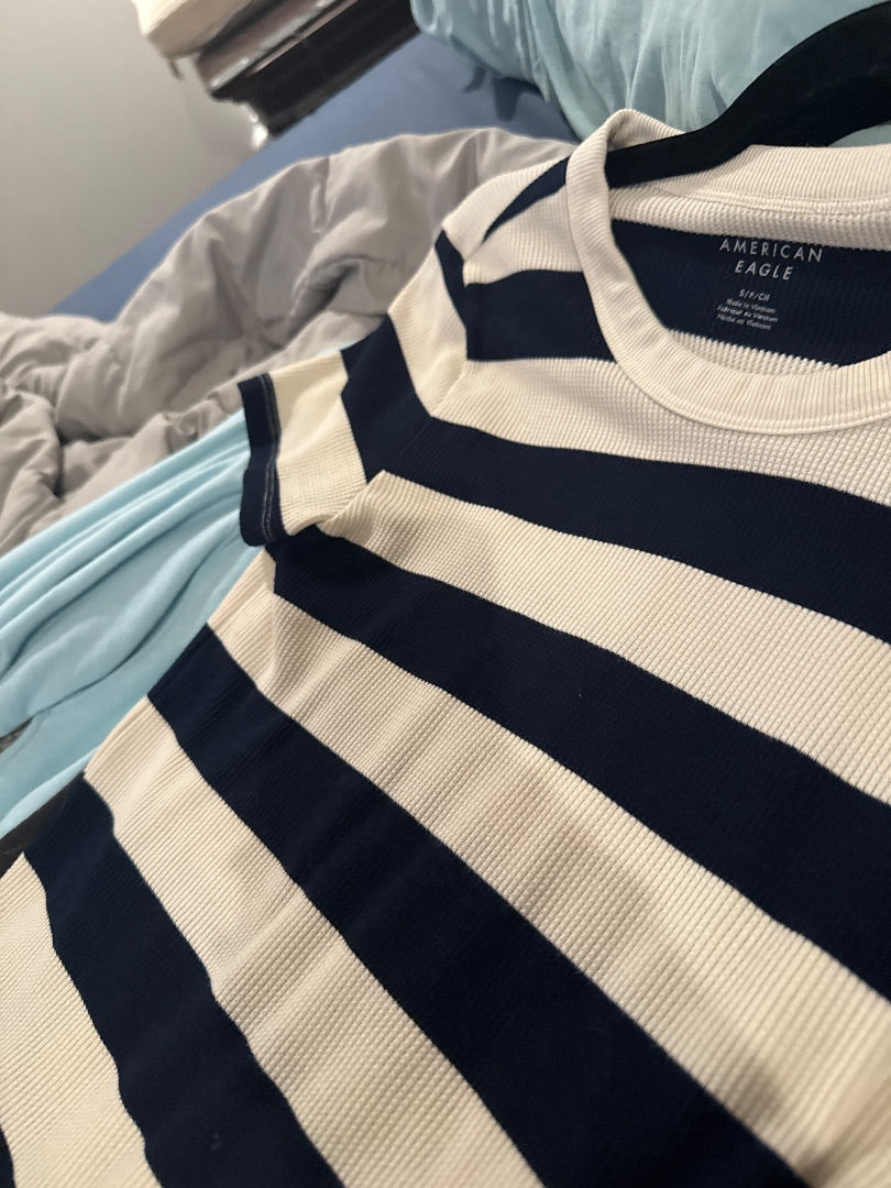 Navy/White American Eagle Women-Tops, Small