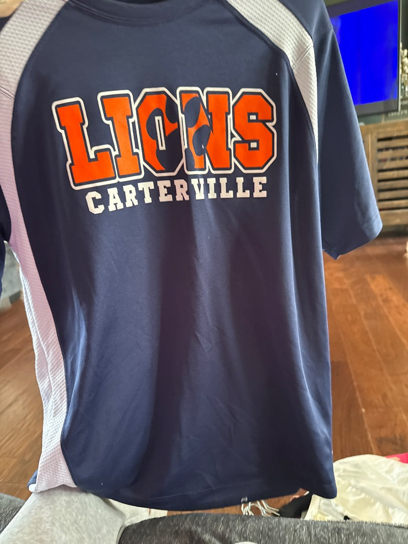 Orange/Blue Lions Women-Tops, Small