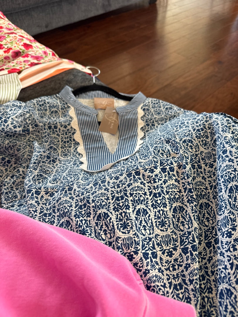 Blue/white Georgia Mae Women-Tops, Medium