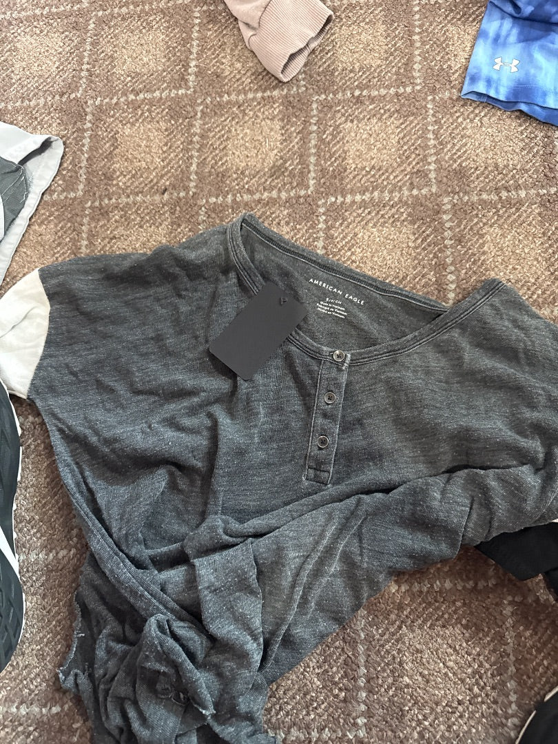Grey/White American Eagle Women-Tops, Small