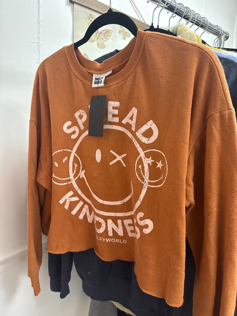 Orange Smiley World Women-Tops, Medium