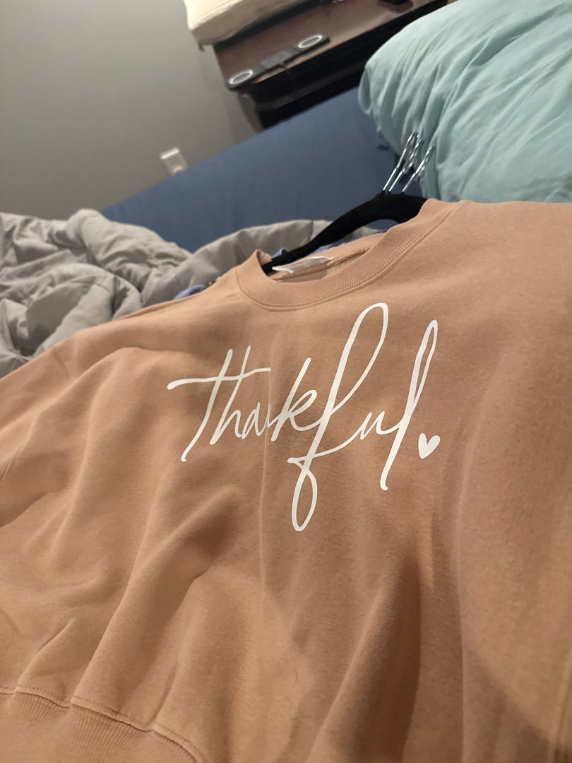 Brown Thankful Women-Tops, Small