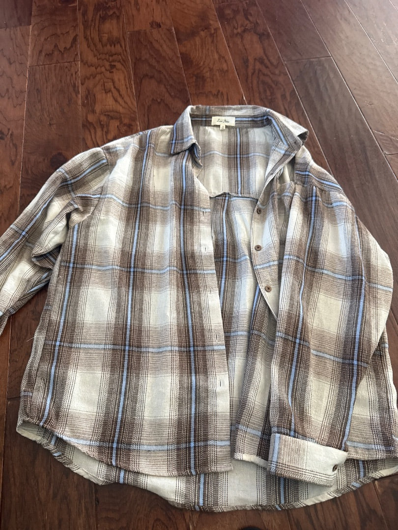 Brown/Blue Love Notes Women-Tops, Small