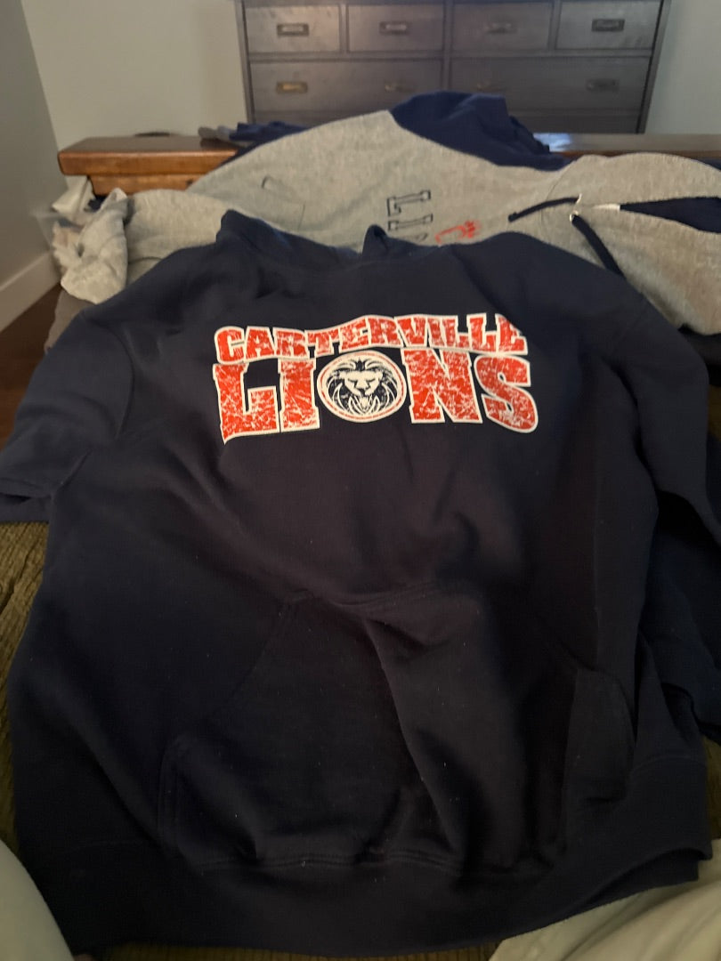 Blue Carterville Lions Hoodie Women-Tops, XS