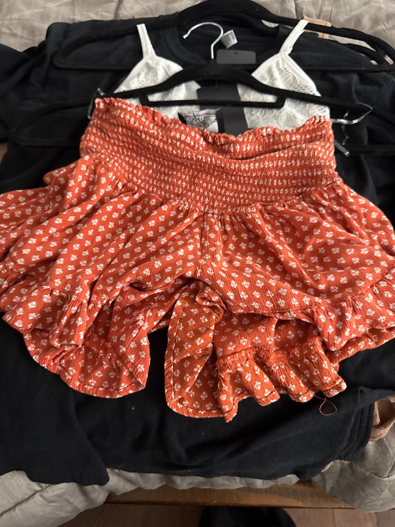 Orange/White Angie Women-Bottoms, Small