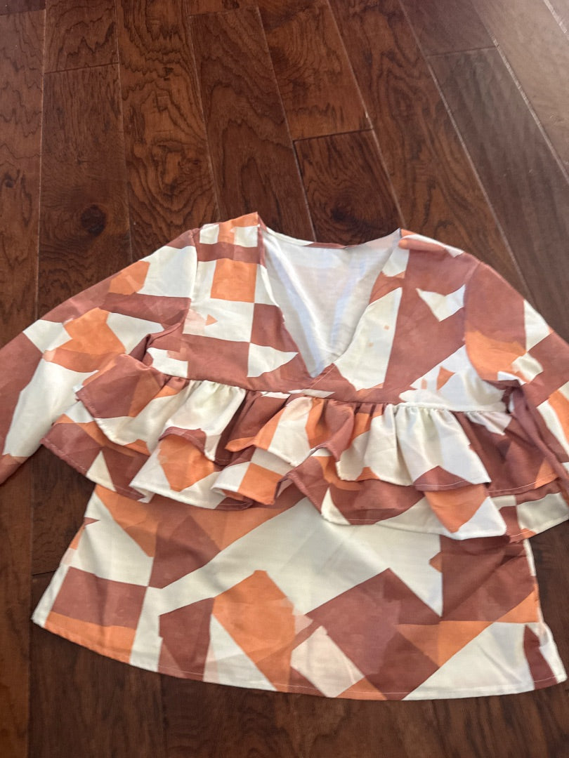 Brown/Ivory No Brand Women-Tops, Small