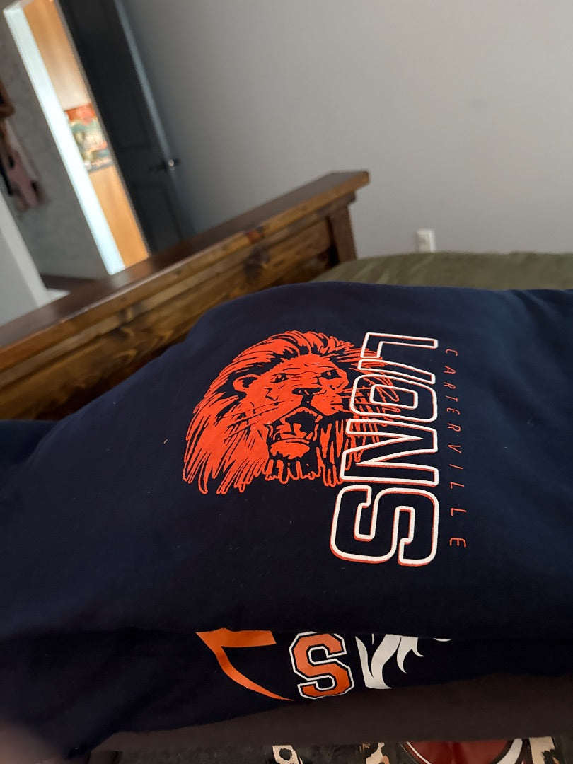 Orange/Blue Carterville Lions Hoodie Women-Tops, Large