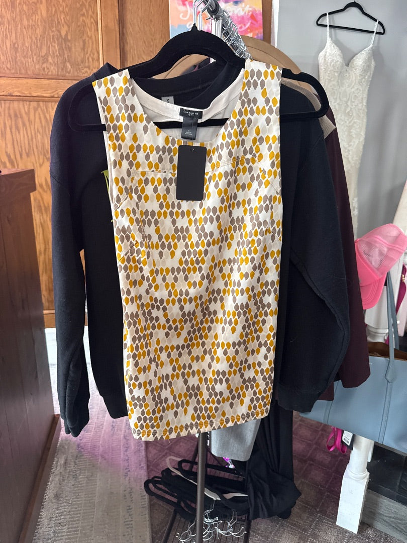 White/Yellow Ann Taylor Women-Tops, Small